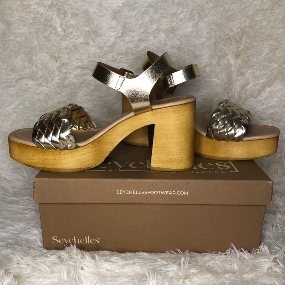 Seychelles Women's Tan and Brown Platform Heels NIB SIZE 9.5 - Picture 2 of 16